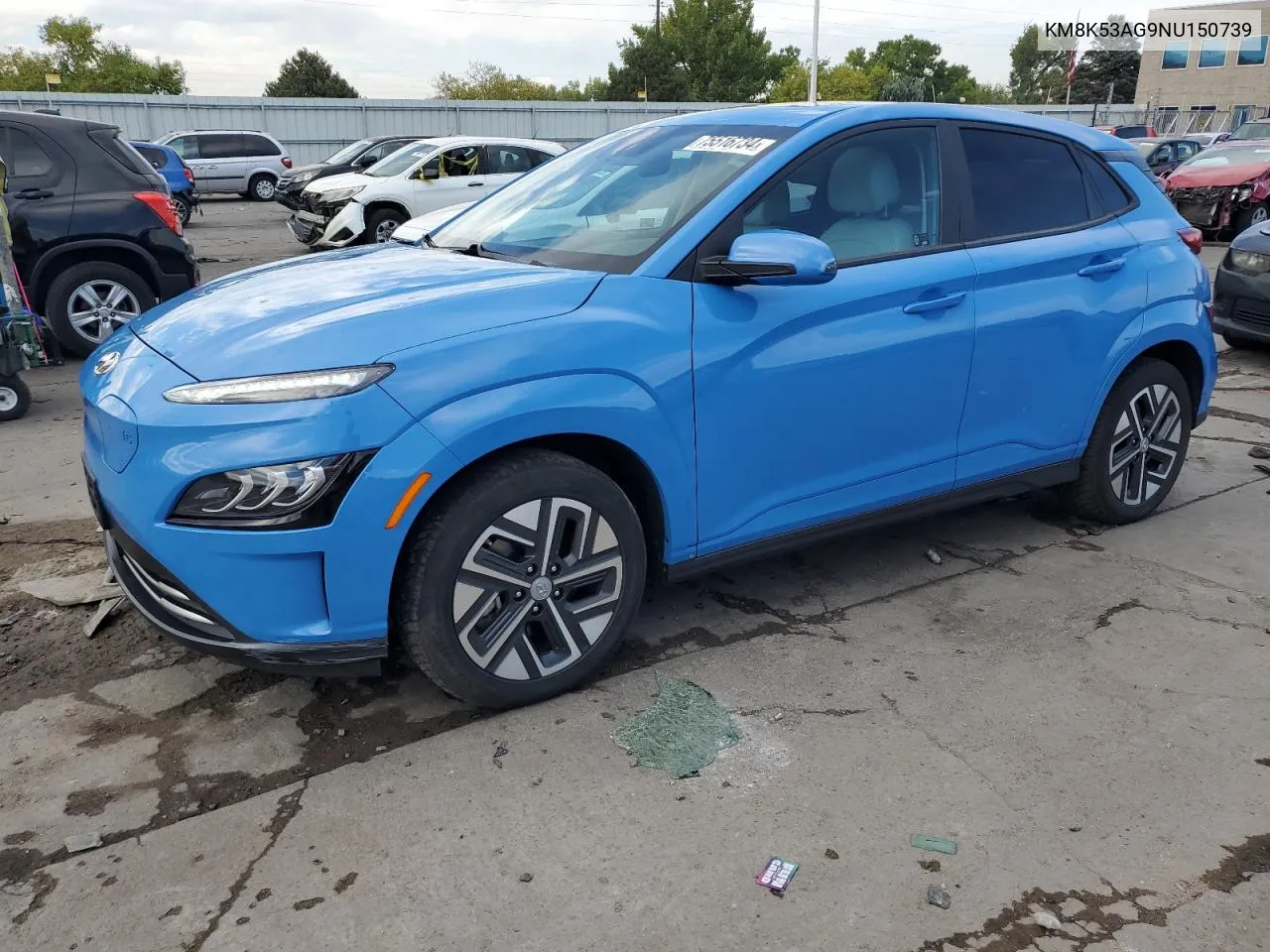 2022 Hyundai Kona Limited VIN: KM8K53AG9NU150739 Lot: 75516734