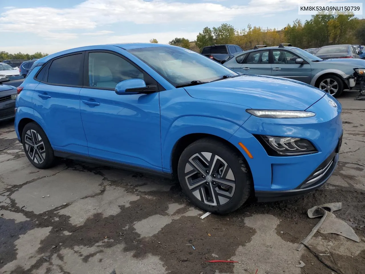 2022 Hyundai Kona Limited VIN: KM8K53AG9NU150739 Lot: 75516734