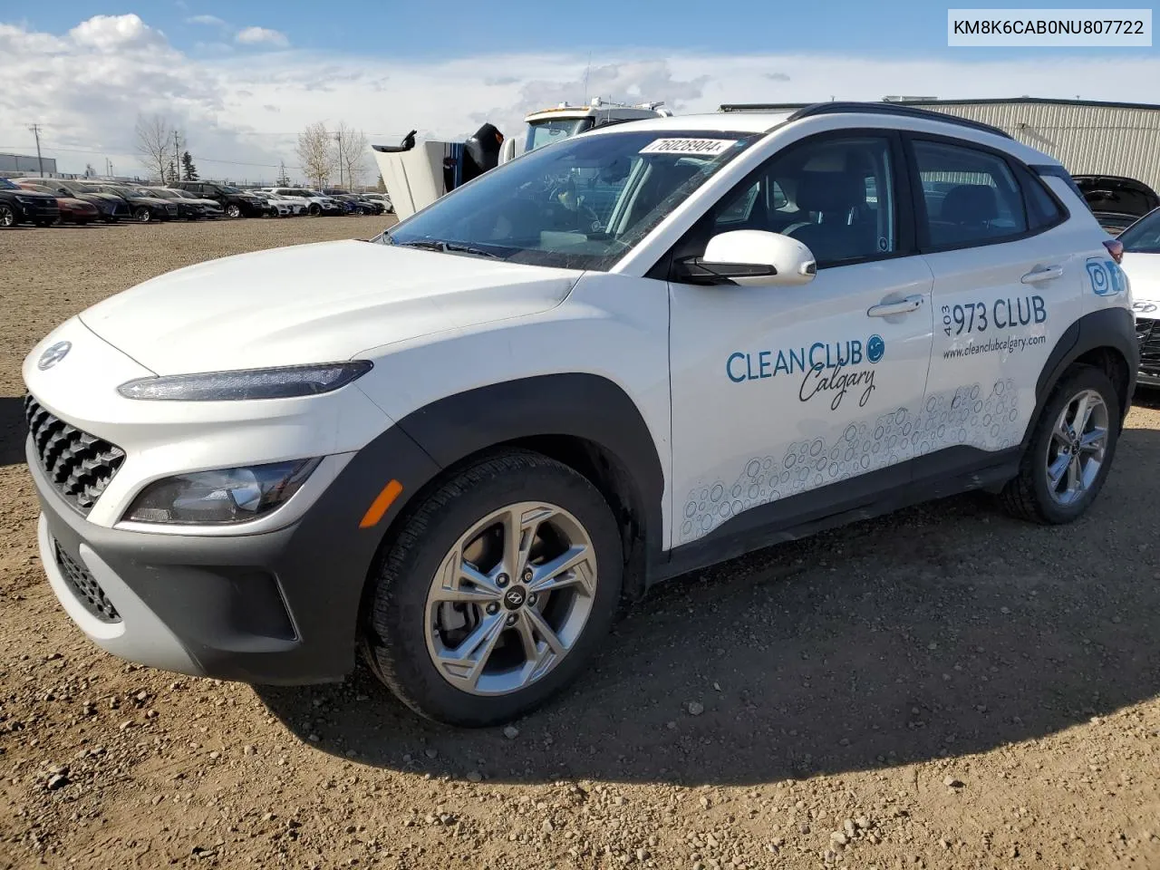 2022 Hyundai Kona Sel VIN: KM8K6CAB0NU807722 Lot: 76028904