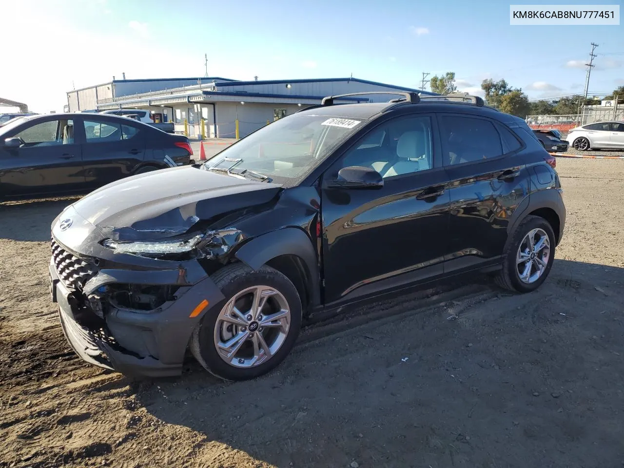 2022 Hyundai Kona Sel VIN: KM8K6CAB8NU777451 Lot: 76189414