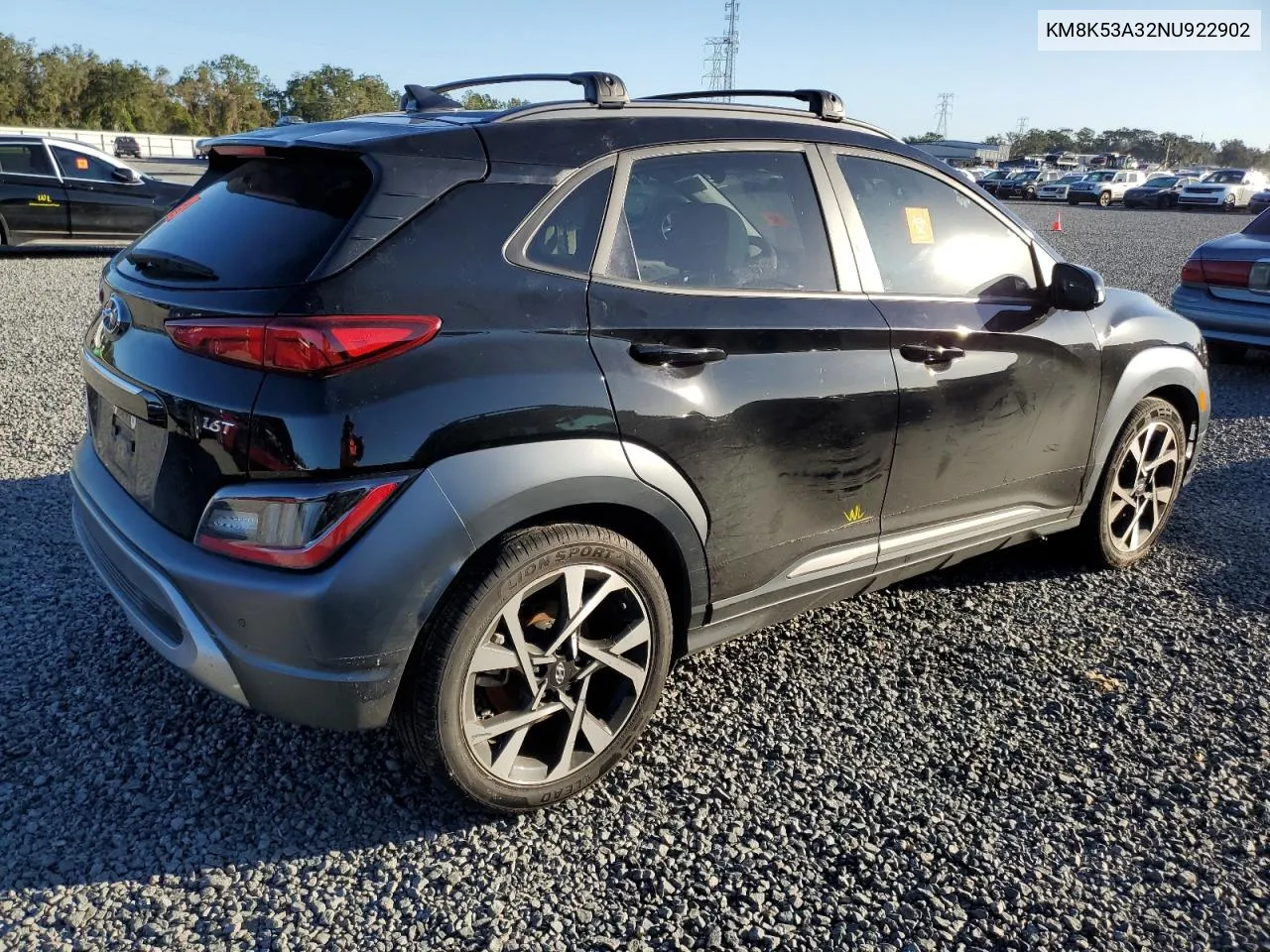 2022 Hyundai Kona Limited VIN: KM8K53A32NU922902 Lot: 76345284