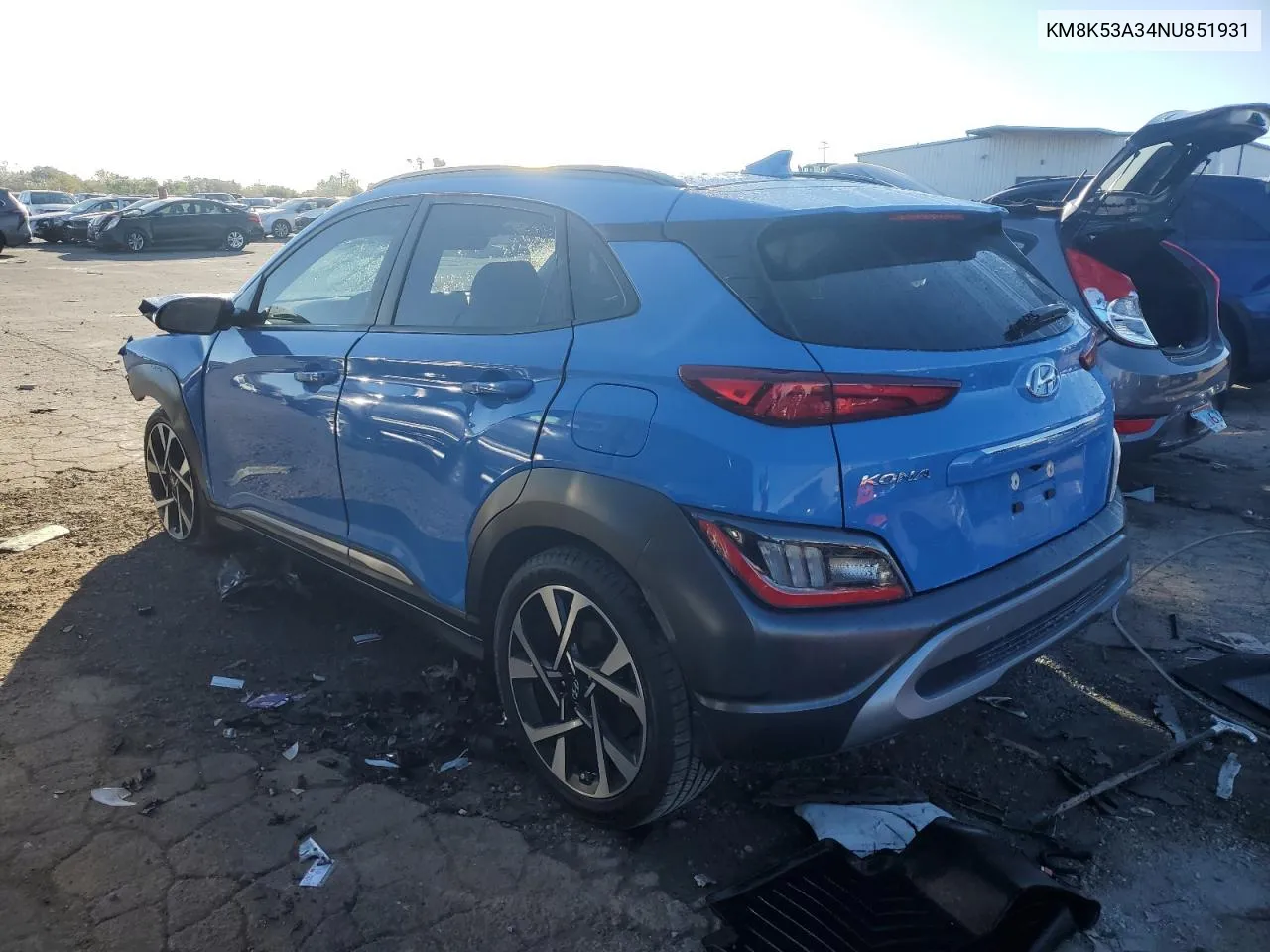 2022 Hyundai Kona Limited VIN: KM8K53A34NU851931 Lot: 76708574