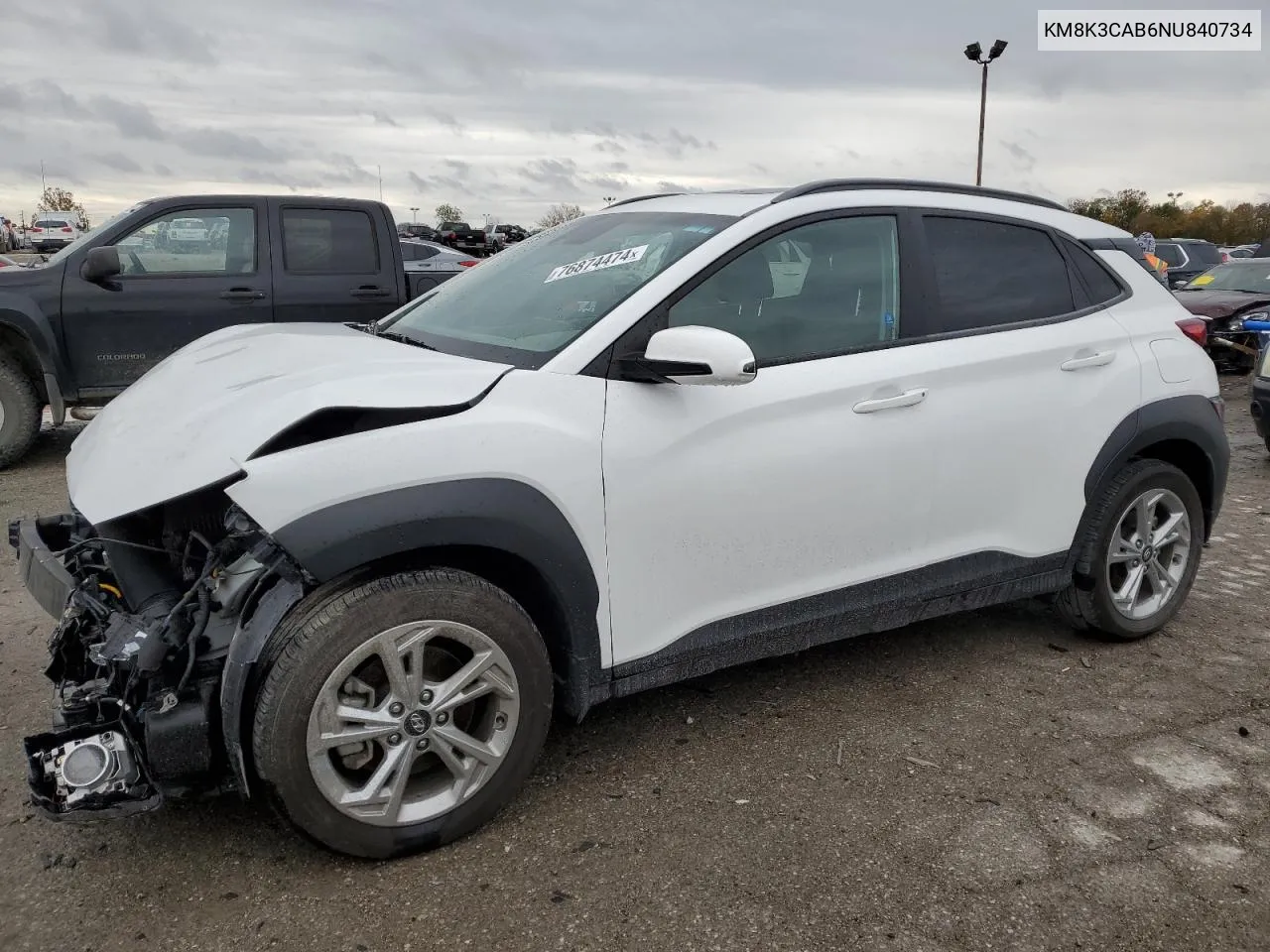 2022 Hyundai Kona Sel VIN: KM8K3CAB6NU840734 Lot: 76874474