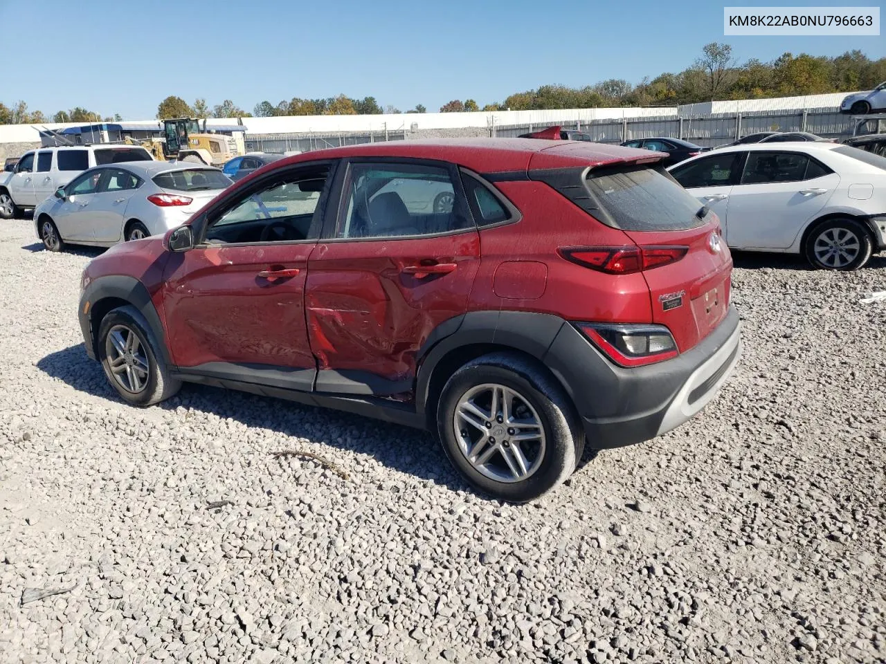 2022 Hyundai Kona Sel VIN: KM8K22AB0NU796663 Lot: 77100614