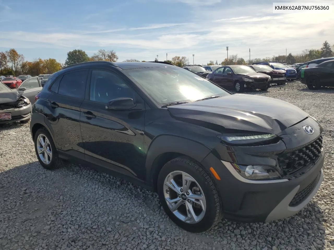 2022 Hyundai Kona Sel VIN: KM8K62AB7NU756360 Lot: 77912164