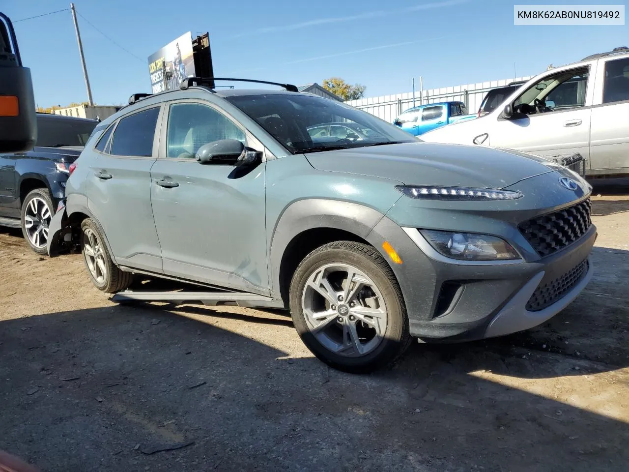 2022 Hyundai Kona Sel VIN: KM8K62AB0NU819492 Lot: 78095244