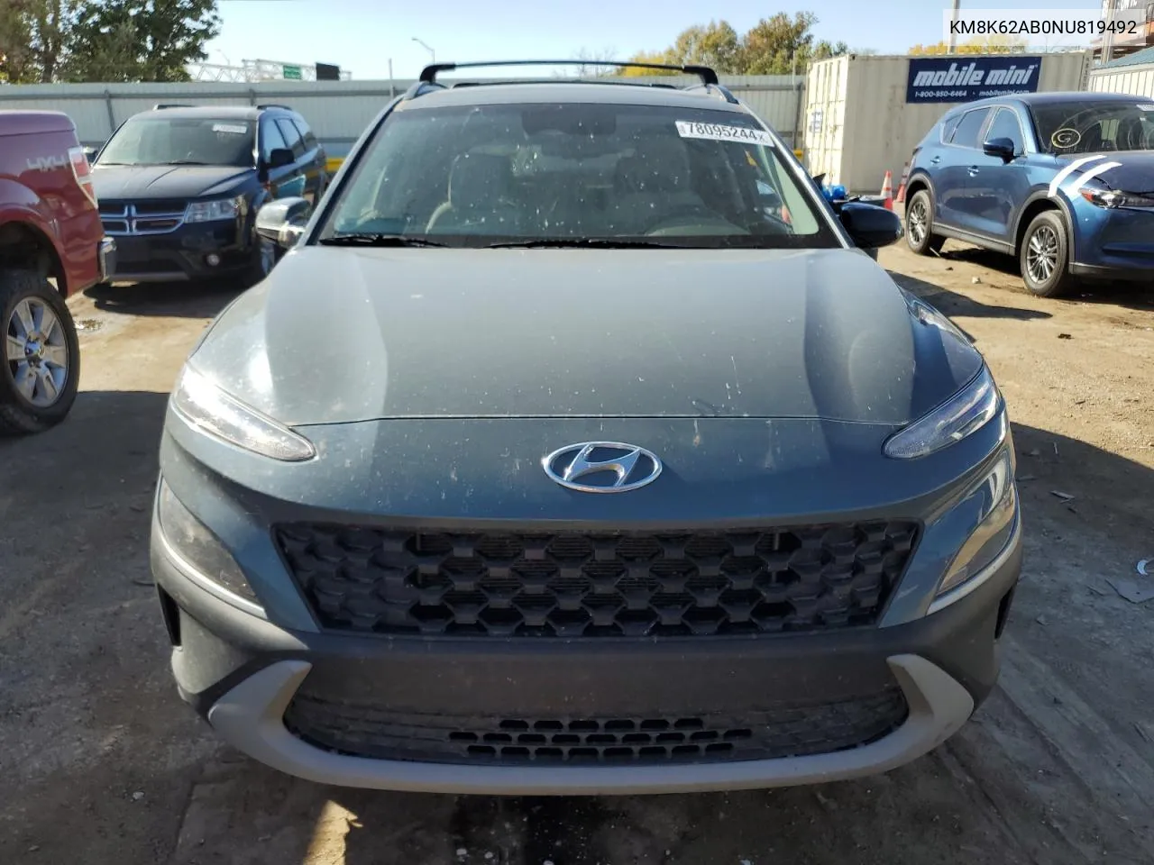 2022 Hyundai Kona Sel VIN: KM8K62AB0NU819492 Lot: 78095244