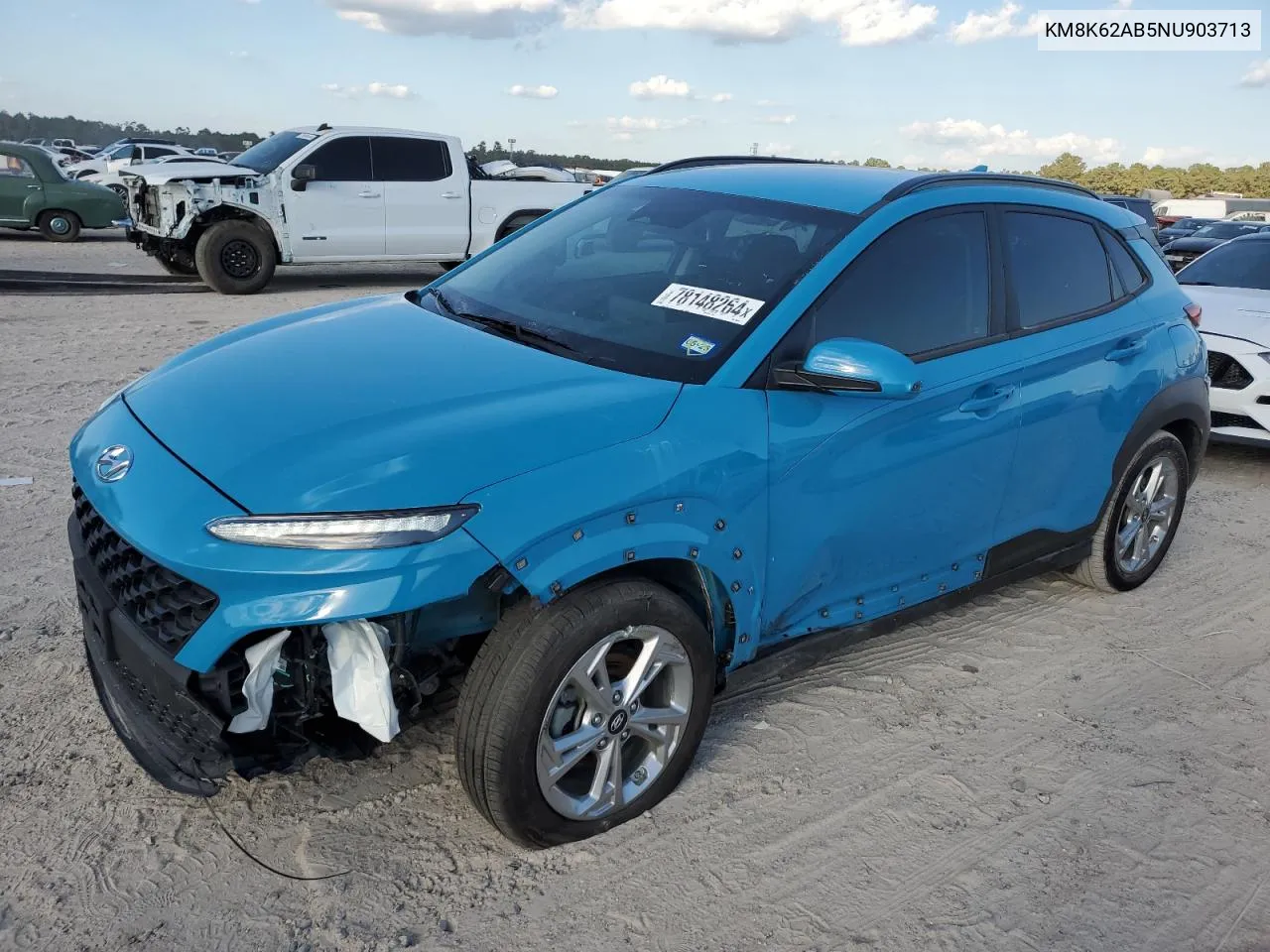 2022 Hyundai Kona Sel VIN: KM8K62AB5NU903713 Lot: 78148264