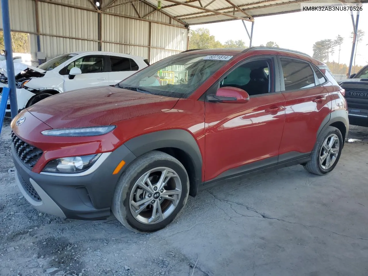 2022 Hyundai Kona Sel VIN: KM8K32AB3NU870526 Lot: 78371814