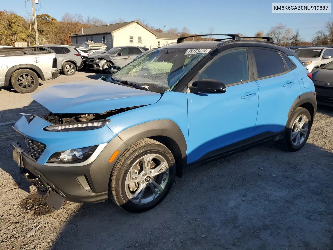 2022 Hyundai Kona Sel VIN: KM8K6CAB0NU919887 Lot: 79178444