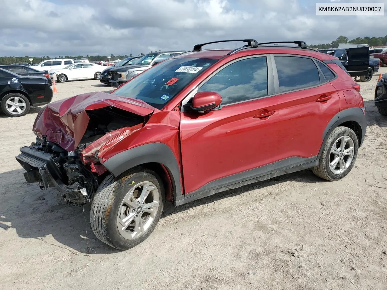 2022 Hyundai Kona Sel VIN: KM8K62AB2NU870007 Lot: 79692424