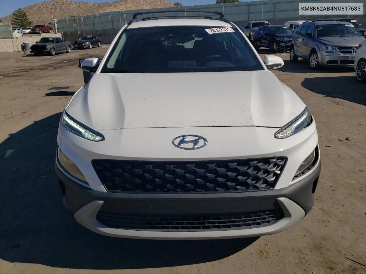 2022 Hyundai Kona Sel VIN: KM8K62AB4NU817633 Lot: 80322414