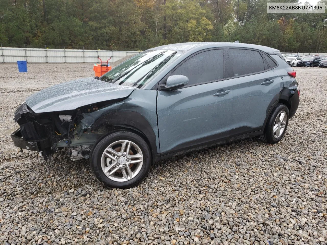 2022 Hyundai Kona Sel VIN: KM8K22AB8NU771395 Lot: 80623174