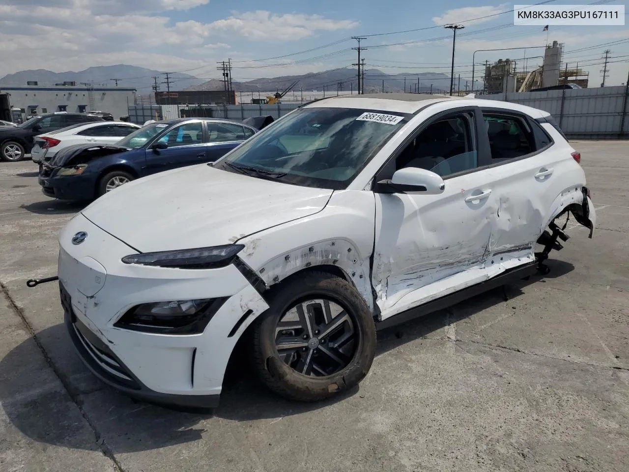 2023 Hyundai Kona Sel VIN: KM8K33AG3PU167111 Lot: 68819034