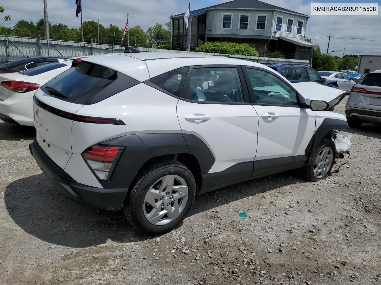 2024 Hyundai Kona Se VIN: KM8HACAB2RU115508 Lot: 55545974