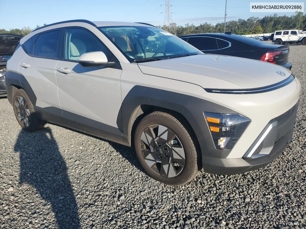 2024 Hyundai Kona Sel VIN: KM8HC3AB2RU092886 Lot: 76201174