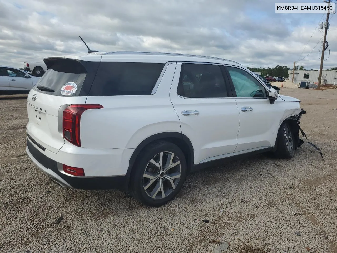 2021 Hyundai Palisade Sel VIN: KM8R34HE4MU315450 Lot: 49347894