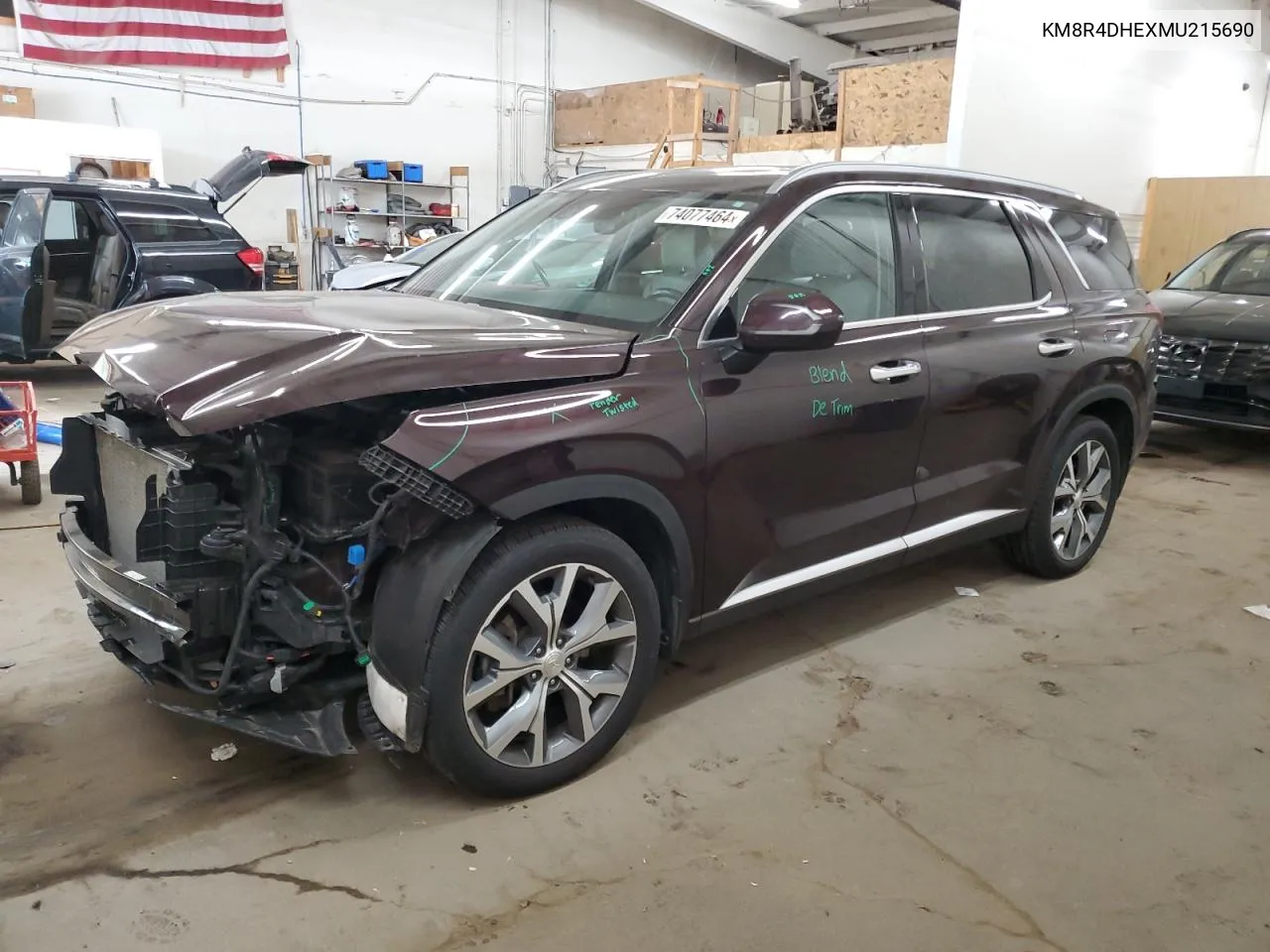 2021 Hyundai Palisade Sel VIN: KM8R4DHEXMU215690 Lot: 74077464