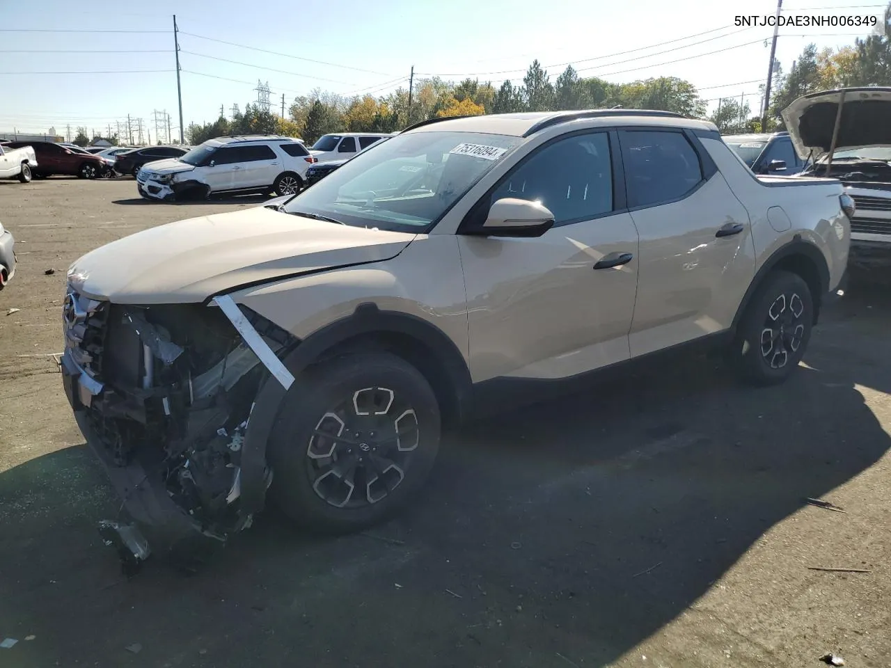 2022 Hyundai Santa Cruz Sel VIN: 5NTJCDAE3NH006349 Lot: 75316094