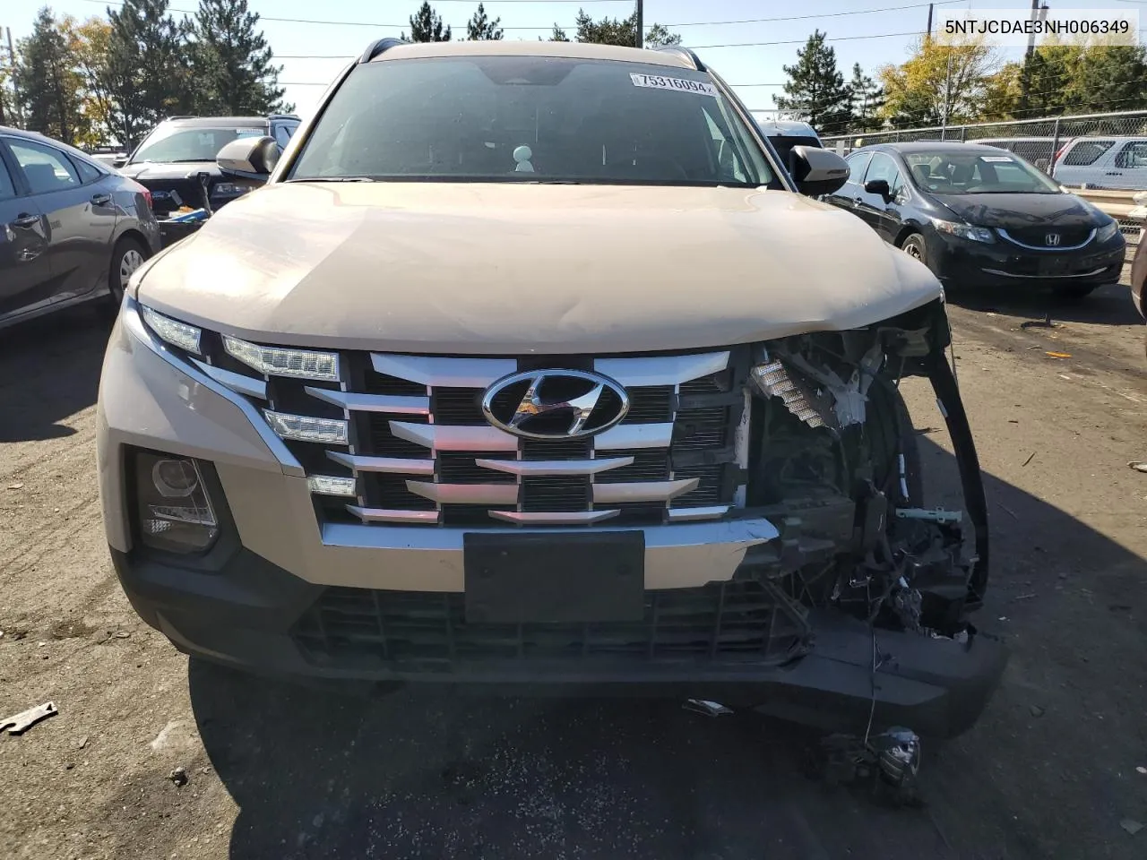 2022 Hyundai Santa Cruz Sel VIN: 5NTJCDAE3NH006349 Lot: 75316094