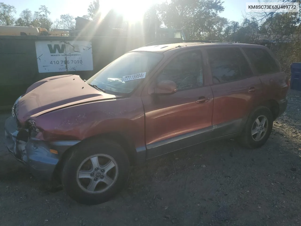 2003 Hyundai Santa Fe Gls VIN: KM8SC73E63U489772 Lot: 77115994