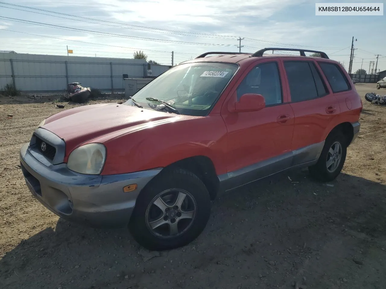 2004 Hyundai Santa Fe Gl VIN: KM8SB12B04U654644 Lot: 72450374