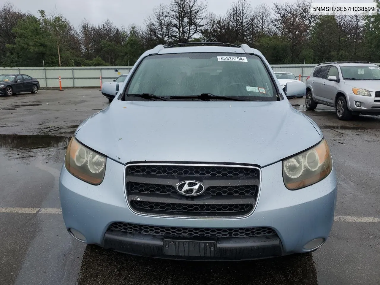 2007 Hyundai Santa Fe Se VIN: 5NMSH73E67H038599 Lot: 65825794