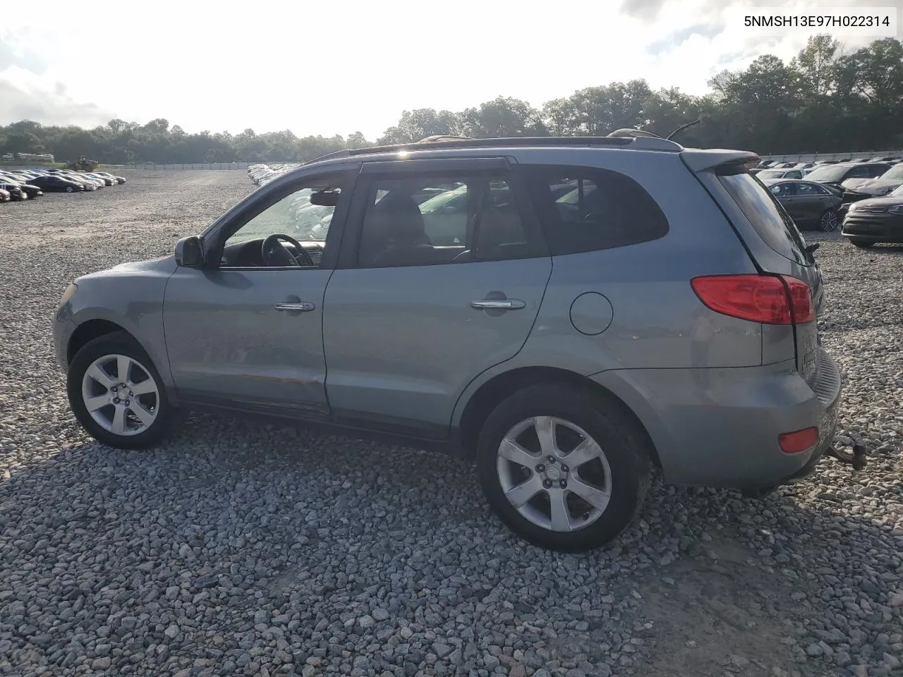 2007 Hyundai Santa Fe Se VIN: 5NMSH13E97H022314 Lot: 71177914