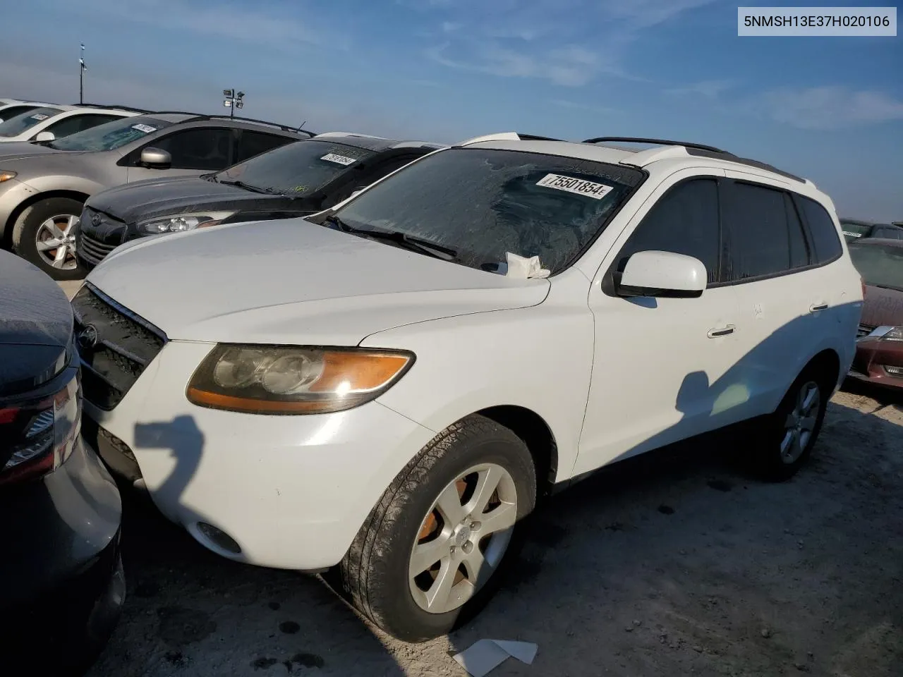 2007 Hyundai Santa Fe Se VIN: 5NMSH13E37H020106 Lot: 75501854