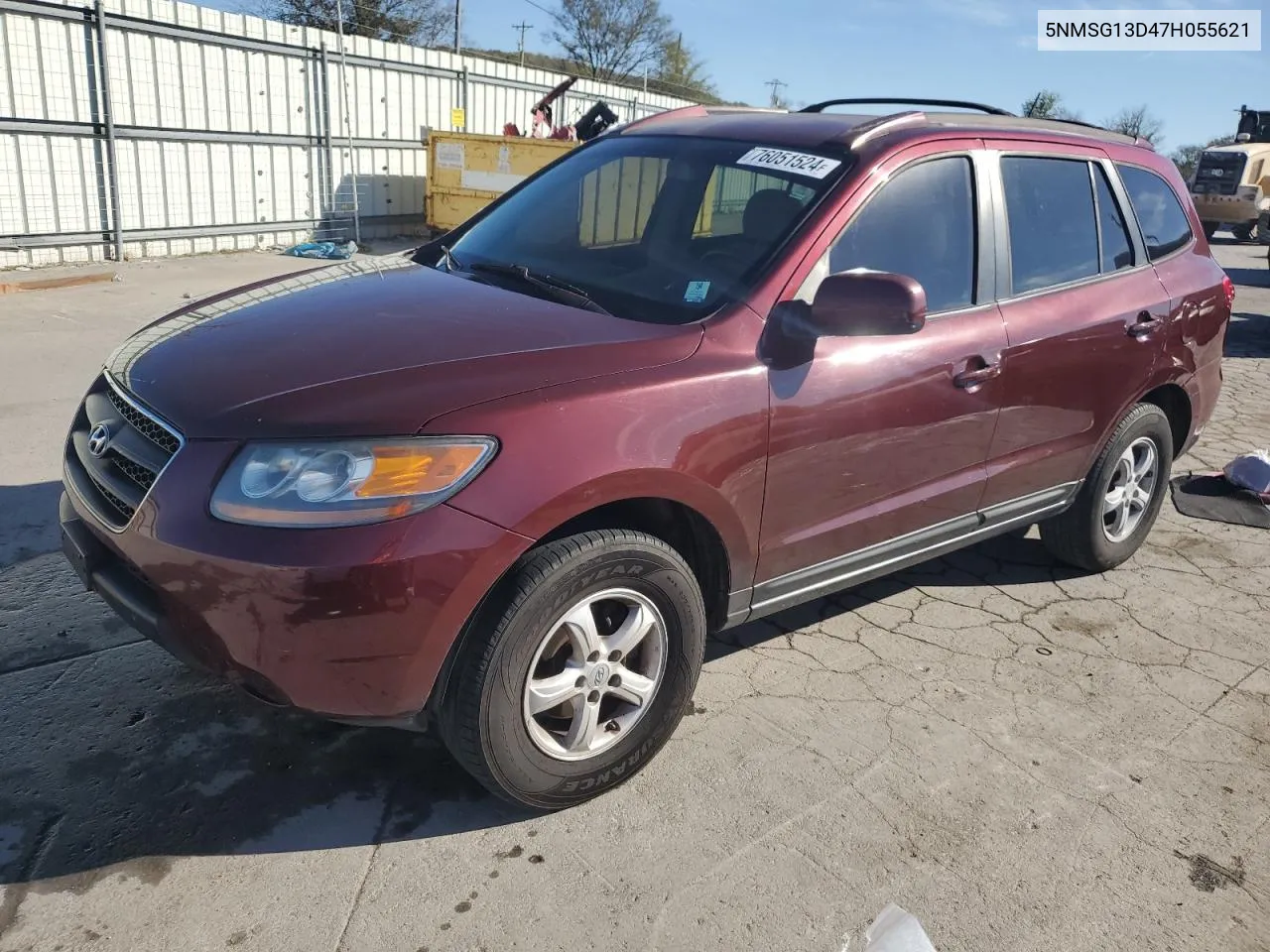 2007 Hyundai Santa Fe Gls VIN: 5NMSG13D47H055621 Lot: 76051524