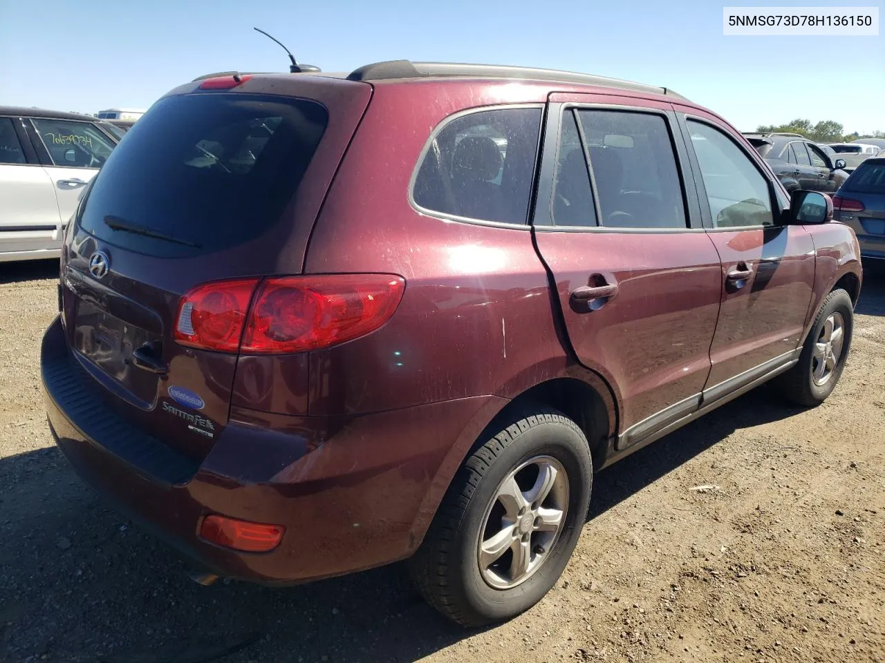 5NMSG73D78H136150 2008 Hyundai Santa Fe Gls