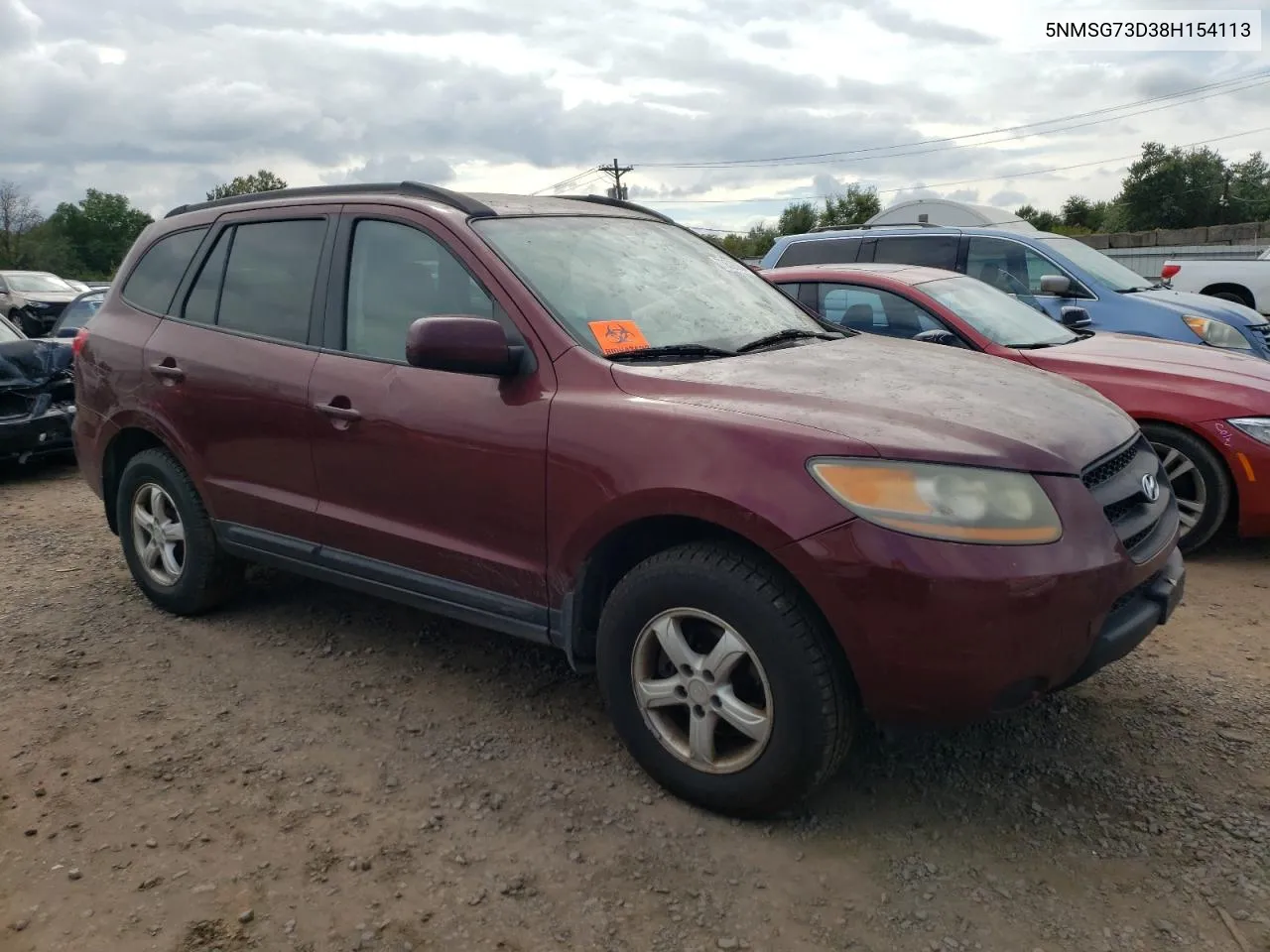 2008 Hyundai Santa Fe Gls VIN: 5NMSG73D38H154113 Lot: 73528064