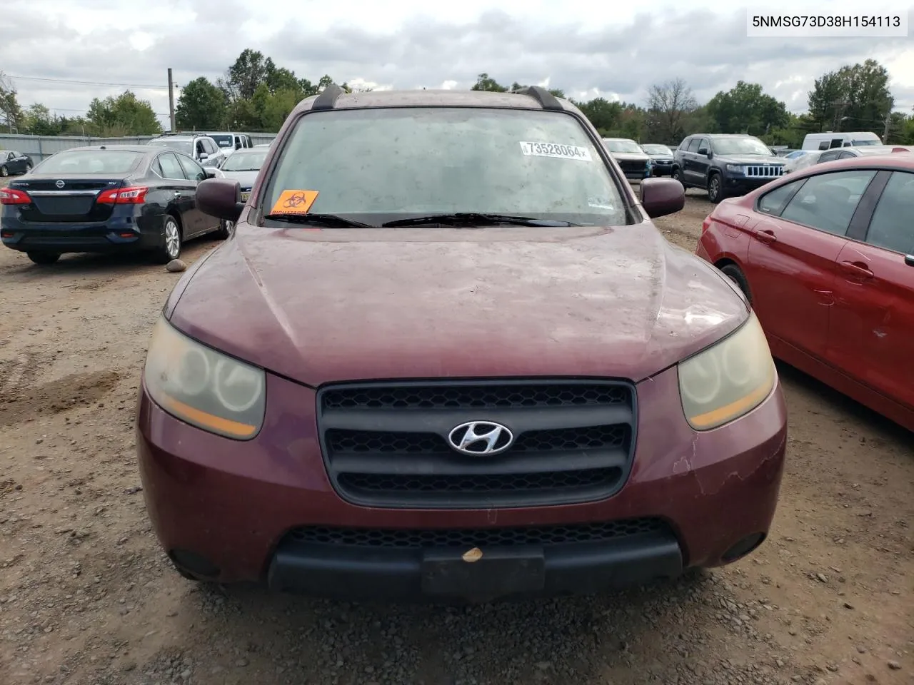 2008 Hyundai Santa Fe Gls VIN: 5NMSG73D38H154113 Lot: 73528064