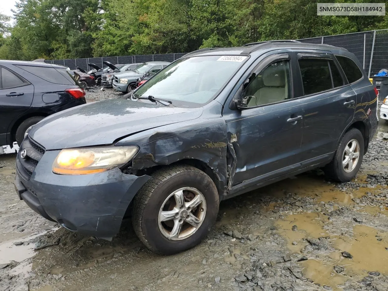 2008 Hyundai Santa Fe Gls VIN: 5NMSG73D58H184942 Lot: 73582994