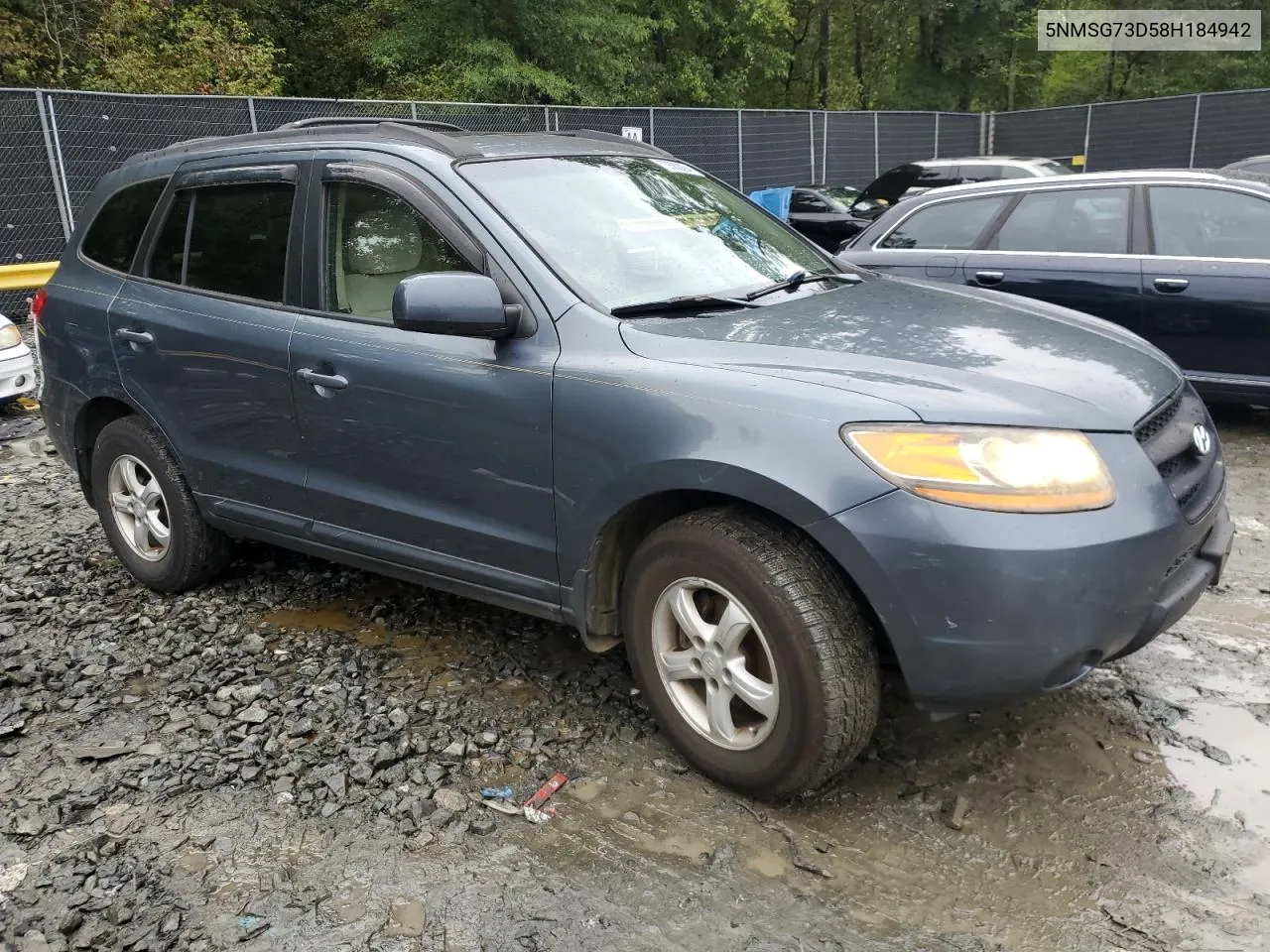 2008 Hyundai Santa Fe Gls VIN: 5NMSG73D58H184942 Lot: 73582994