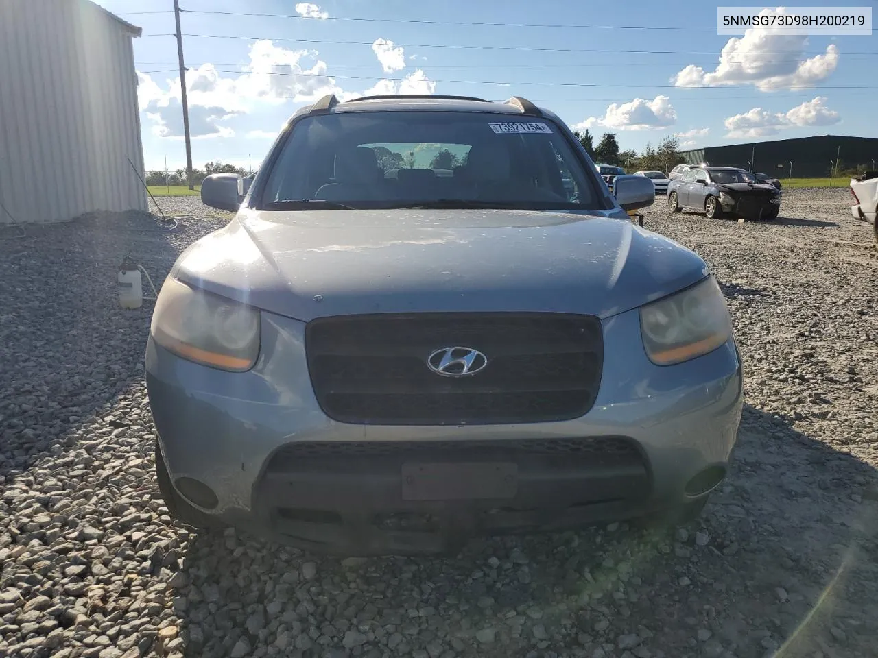 2008 Hyundai Santa Fe Gls VIN: 5NMSG73D98H200219 Lot: 73921754