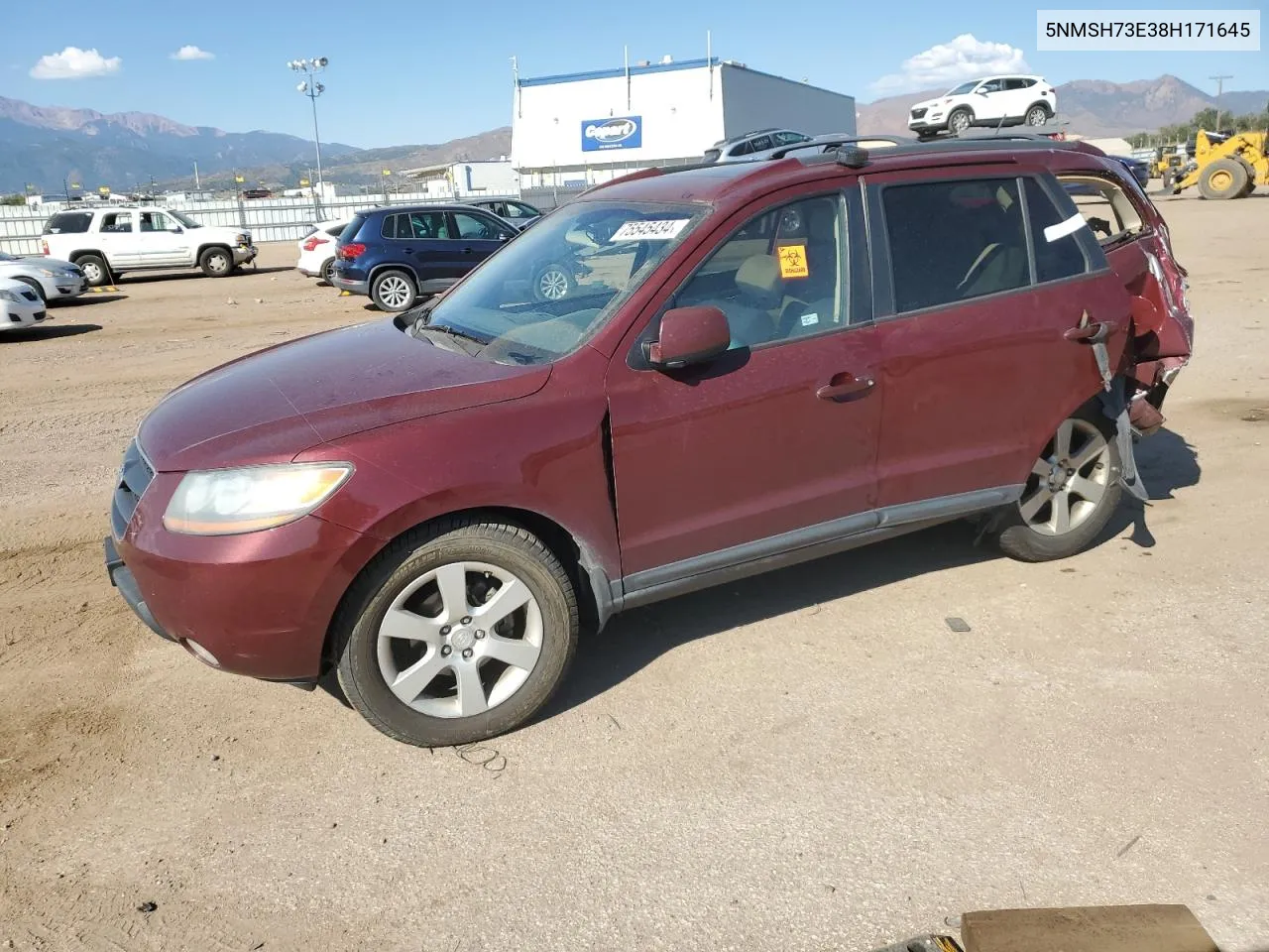 2008 Hyundai Santa Fe Se VIN: 5NMSH73E38H171645 Lot: 75545434