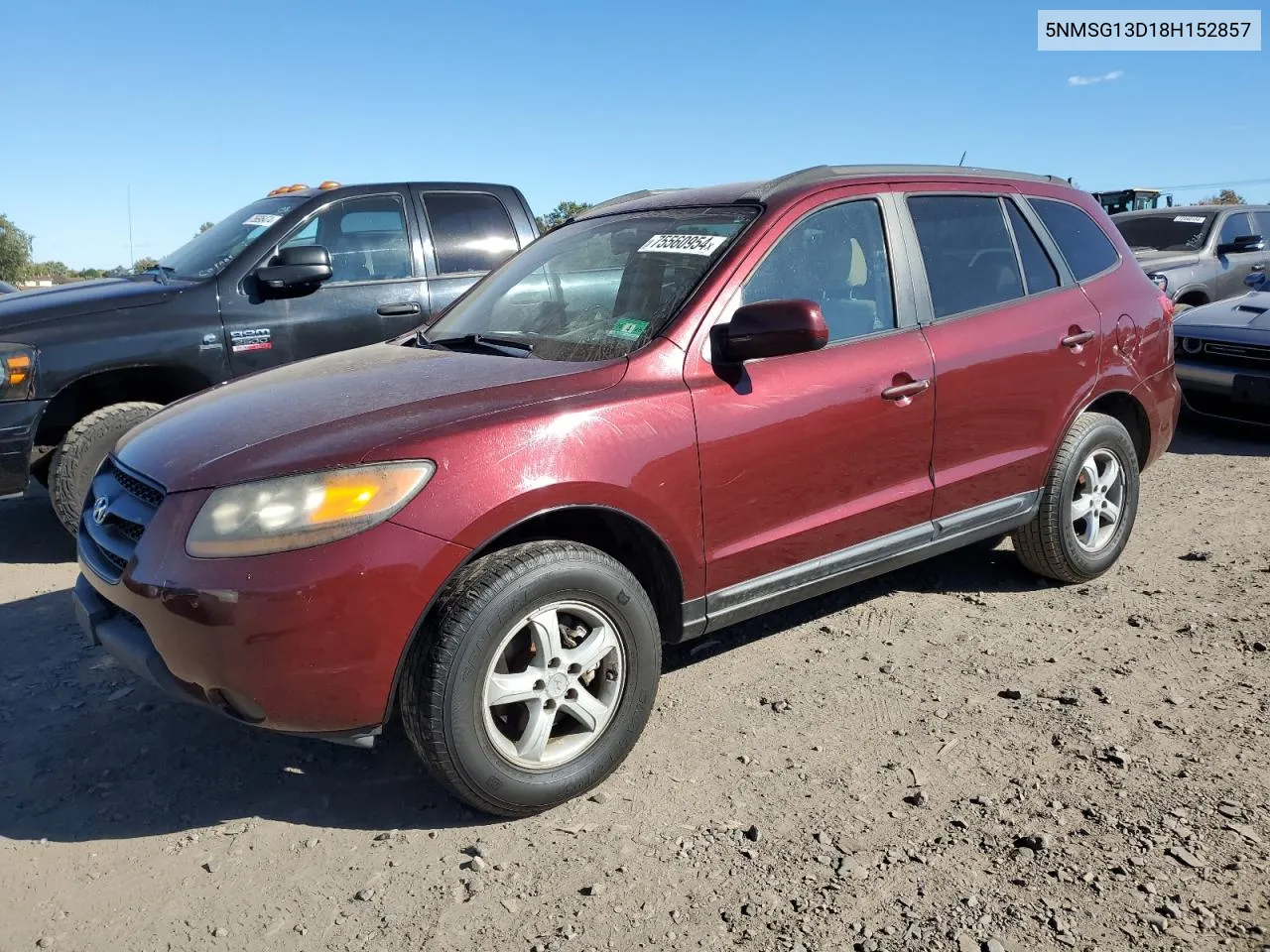 2008 Hyundai Santa Fe Gls VIN: 5NMSG13D18H152857 Lot: 75560954