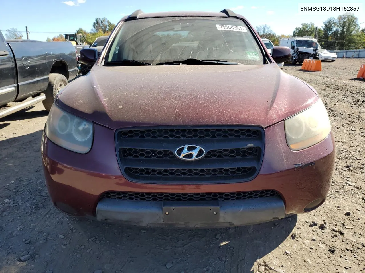 2008 Hyundai Santa Fe Gls VIN: 5NMSG13D18H152857 Lot: 75560954