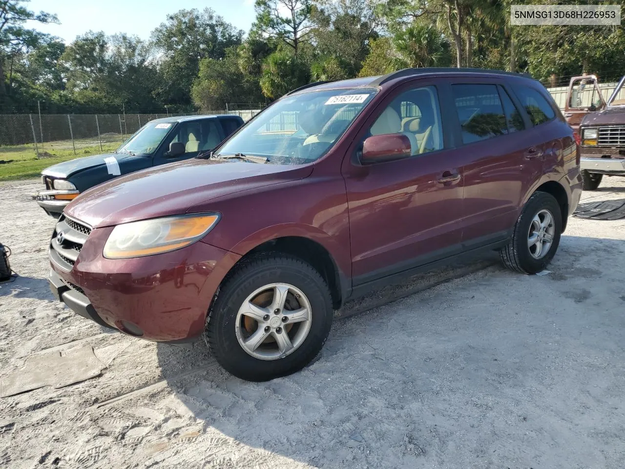 2008 Hyundai Santa Fe Gls VIN: 5NMSG13D68H226953 Lot: 76274564