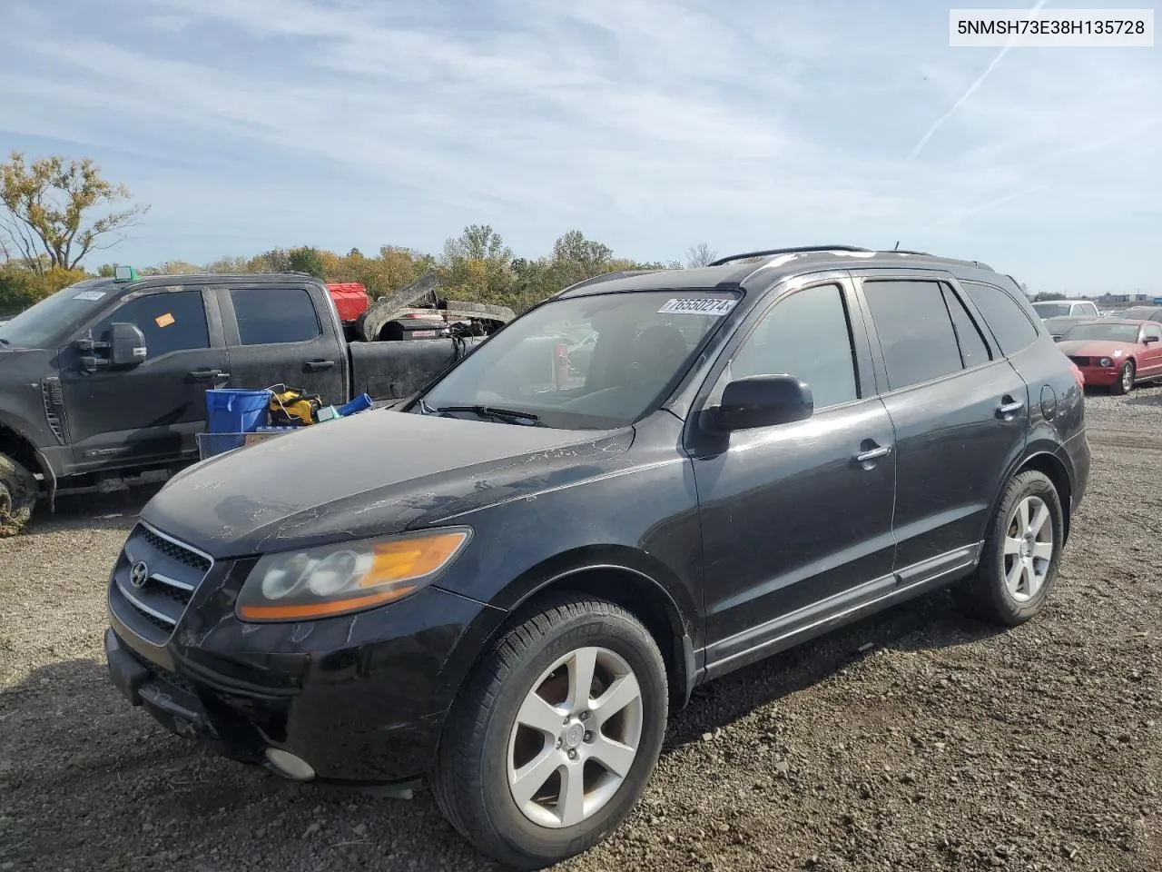 2008 Hyundai Santa Fe Se VIN: 5NMSH73E38H135728 Lot: 76550274