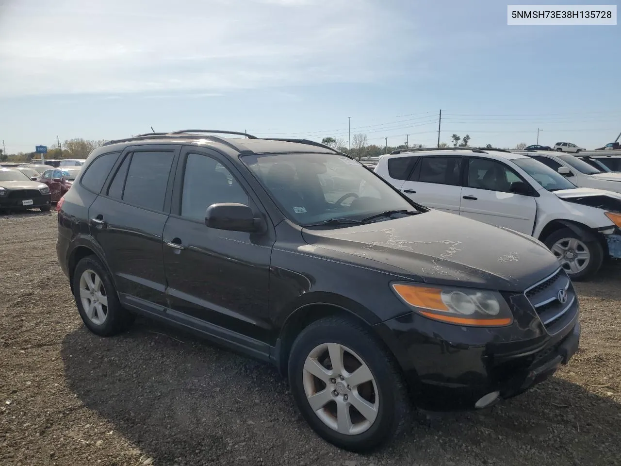 2008 Hyundai Santa Fe Se VIN: 5NMSH73E38H135728 Lot: 76550274