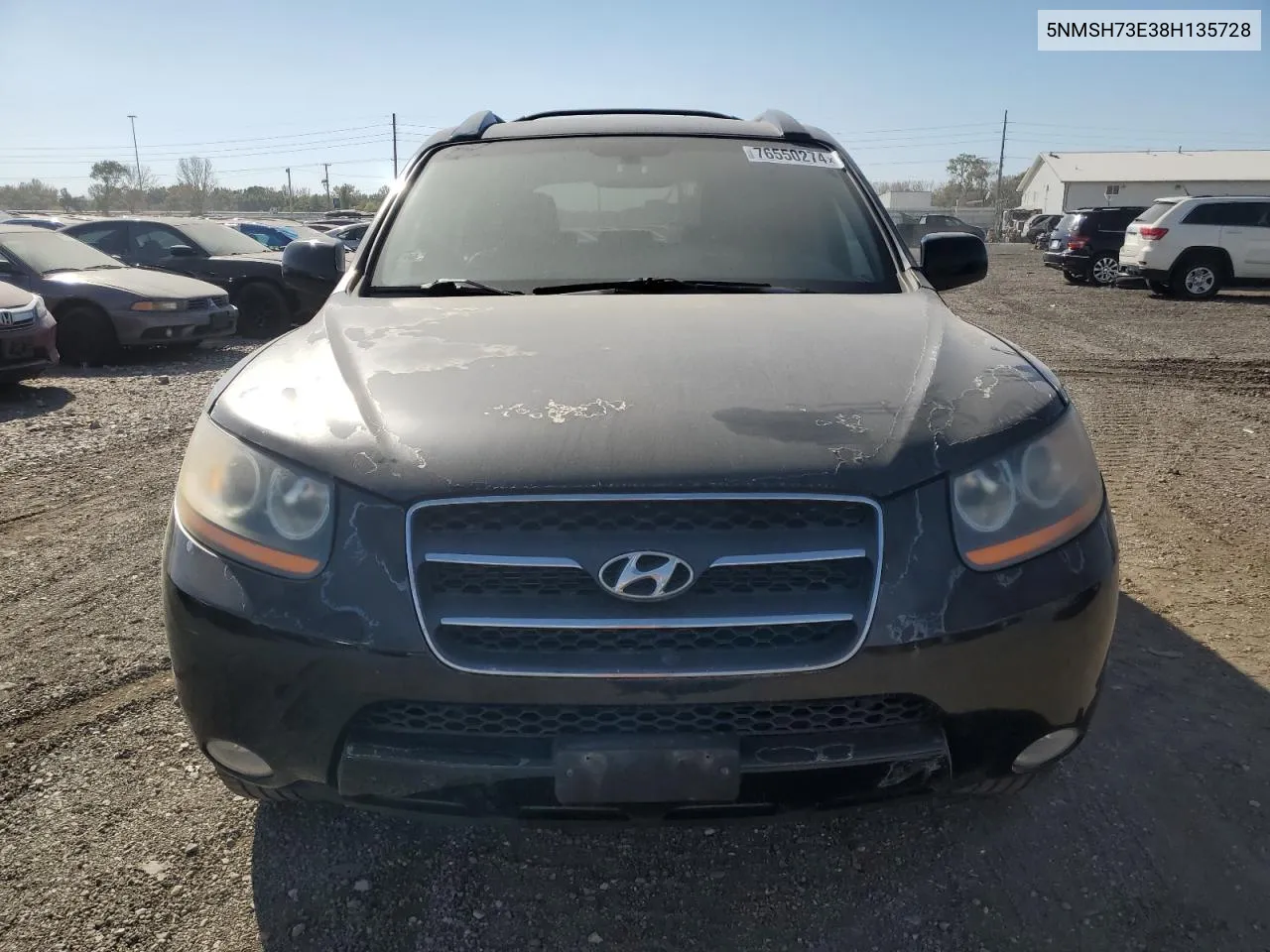 2008 Hyundai Santa Fe Se VIN: 5NMSH73E38H135728 Lot: 76550274