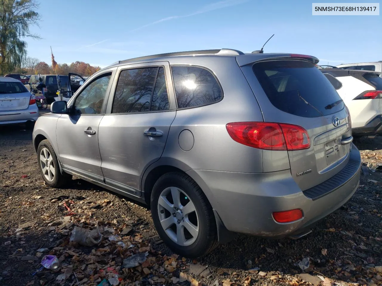 2008 Hyundai Santa Fe Se VIN: 5NMSH73E68H139417 Lot: 77582504