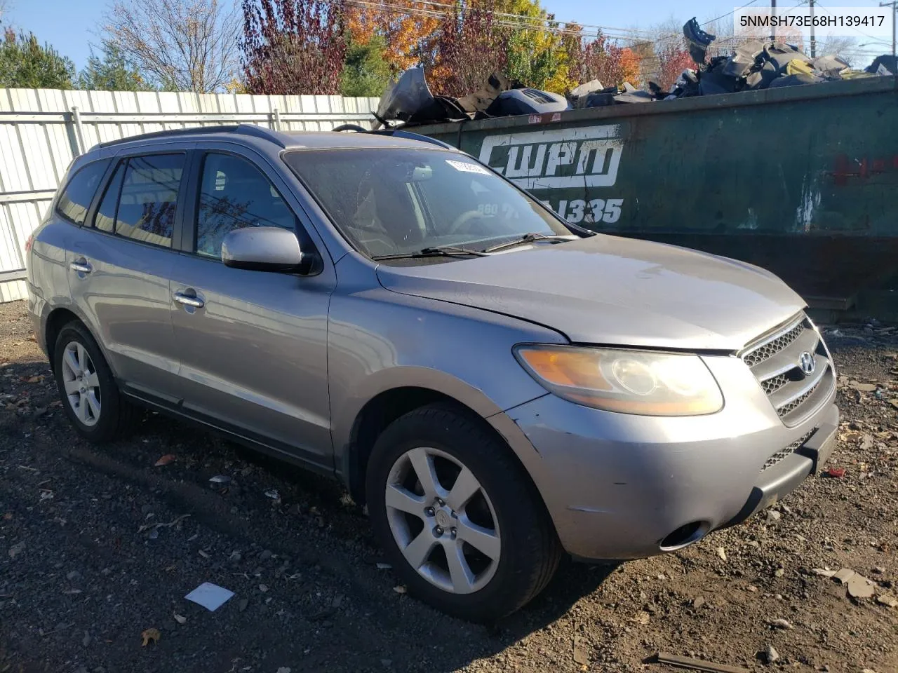 2008 Hyundai Santa Fe Se VIN: 5NMSH73E68H139417 Lot: 77582504