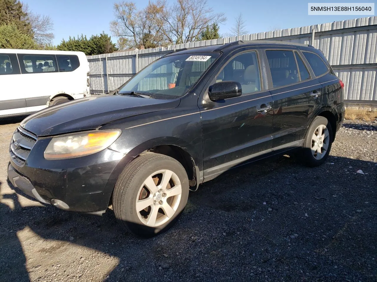 2008 Hyundai Santa Fe Se VIN: 5NMSH13E88H156040 Lot: 80249764