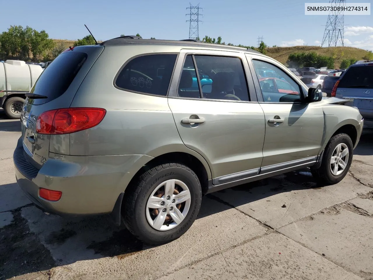 5NMSG73D89H274314 2009 Hyundai Santa Fe Gls