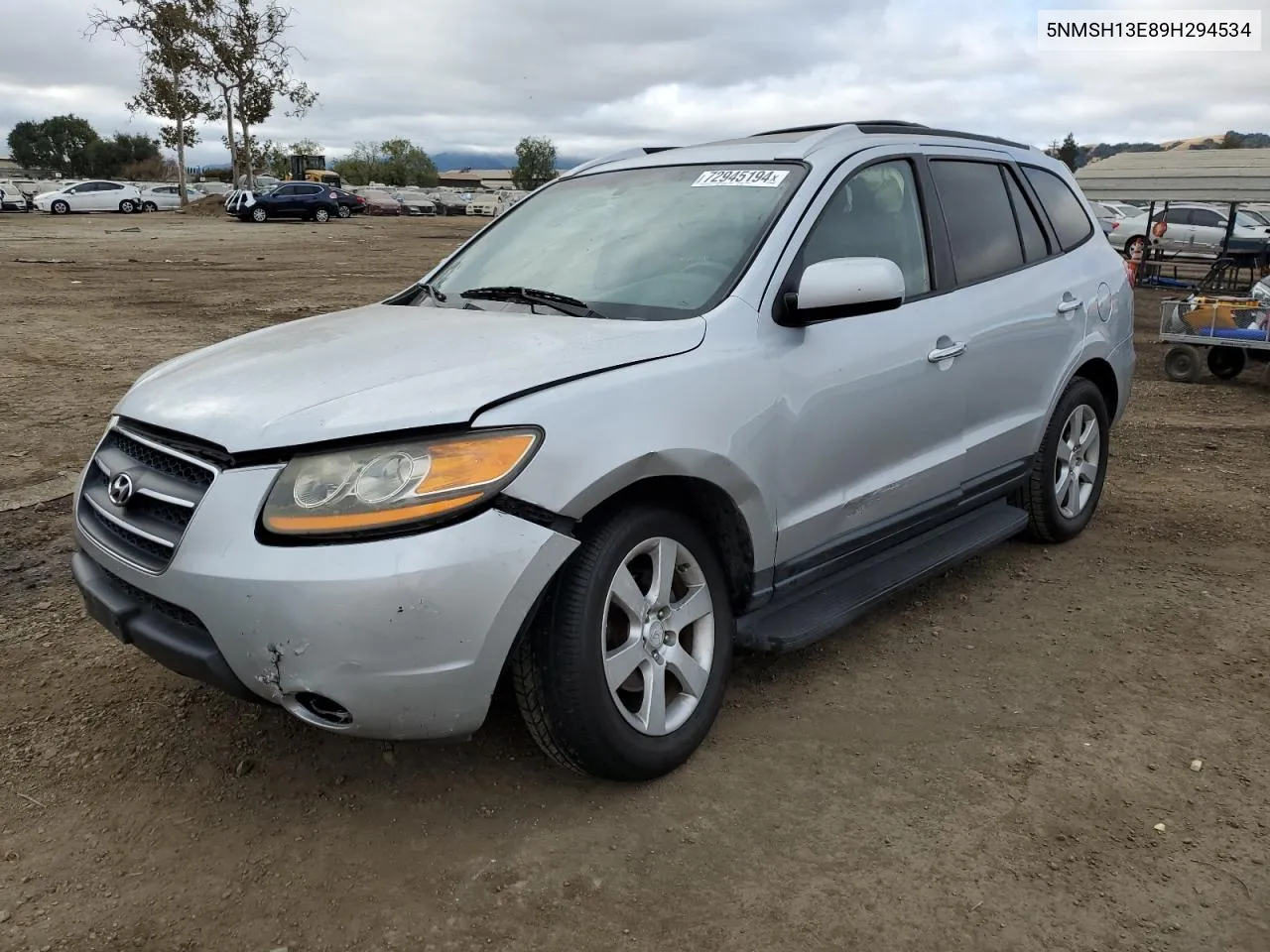 2009 Hyundai Santa Fe Se VIN: 5NMSH13E89H294534 Lot: 72945194