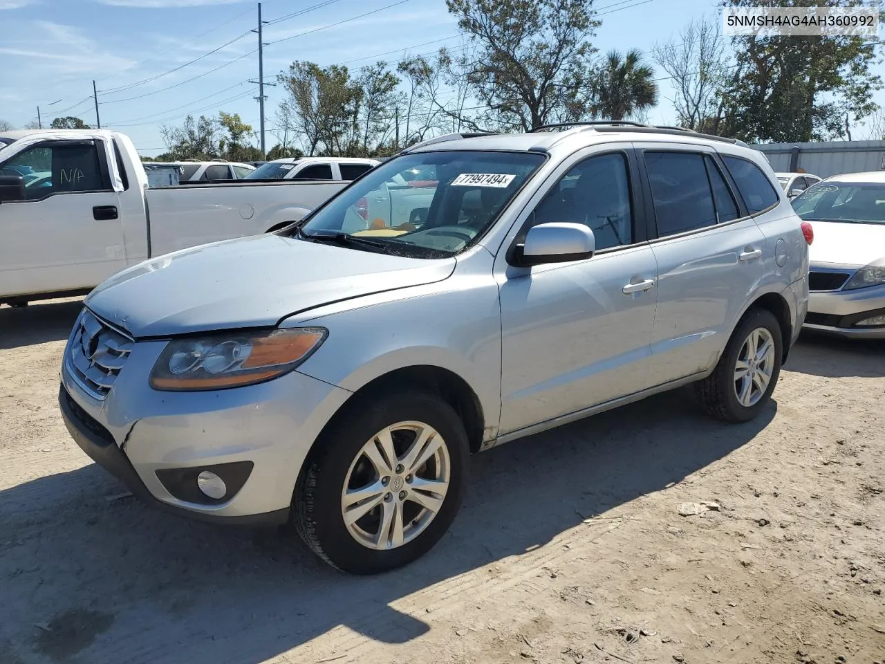 2010 Hyundai Santa Fe Se VIN: 5NMSH4AG4AH360992 Lot: 77997494