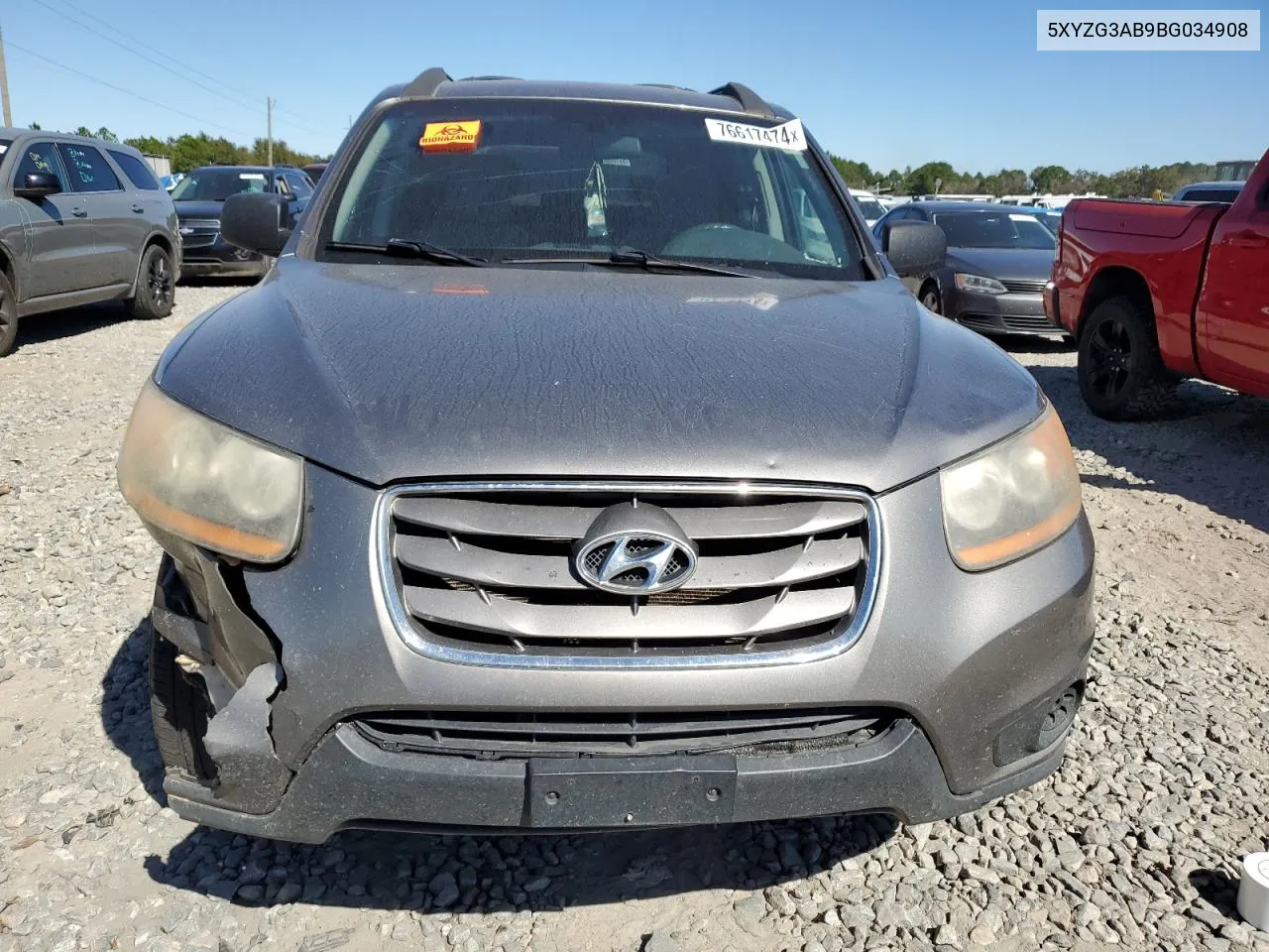 2011 Hyundai Santa Fe Gls VIN: 5XYZG3AB9BG034908 Lot: 76617474